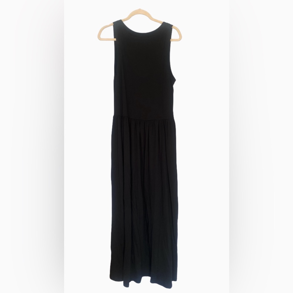 ASOS DESIGN linen look low back drop waist maxi dress in black